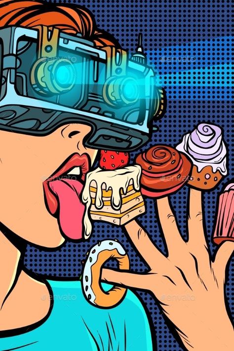 Virtual Reality Art, Virtual Reality Design, Images Pop Art, Retro Vector Illustration, Arte Doodle, Pop Art Drawing, Virtual Reality Glasses, Pop Art Girl, Pop Art Illustration