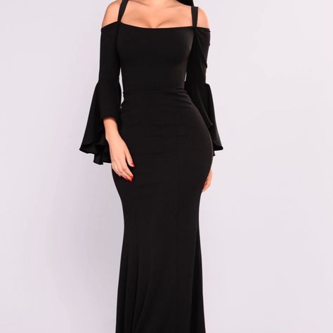 -Maxi, Off Shoulder, Mermaid, Fishtail Evening Dress -Color: Black -Long Dress -Bell Sleeve -Off Shoulder -Zipper Back -95% Polyester 5% Spandex Silky Maxi Dress, Mermaid Fit, Black Sparkle Dress, Black Lace Maxi Dress, Off Shoulder Evening Dress, Red Sequin Dress, White Floral Maxi Dress, Crochet Maxi Dress, Red Dress Maxi