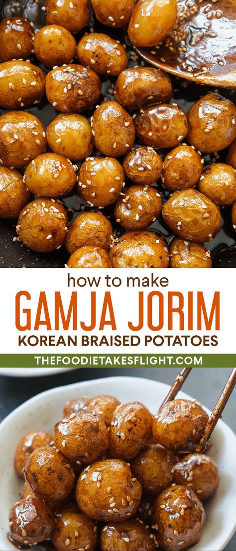 Korean Braised Potatoes, Gamja Jorim, Braised Potatoes, Easy Korean Recipes, Soup Healthy, Korean Side Dishes, Korean Cooking, Korean Dishes, Diet Meal