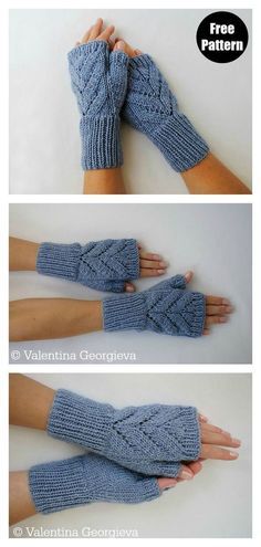 Knitting Leaves, Crochet Fingerless Gloves Free Pattern, Fingerless Mittens Pattern, Gloves Knitting, Knitting Gloves Pattern, Fingerless Gloves Knitted Pattern, Knitted Wrist Warmer, Knitted Mittens Pattern, Glove Pattern