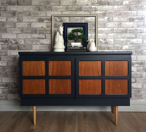 Mcm Retro Nathan Sideboard Media Tv Unit | Nathan | Vinterior Nathan Furniture, Sideboard Upcycle, Retro Sideboard, Painted Cupboards, Side Board, Vintage Sideboard, Dark Interiors, Furniture Renovation, Fusion Mineral Paint