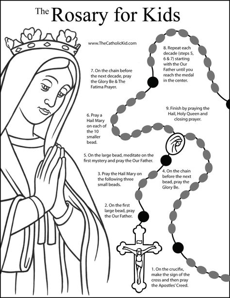 Teaching The Rosary To Kindergarten, 1st Grade Catechism, Ccd 1st Grade Activities, Rosary Coloring Page, Rosary Coloring Page Printables, Rosary For Kids, Faith Formation Catholic, Rosary Activities For Kids, How To Pray The Rosary