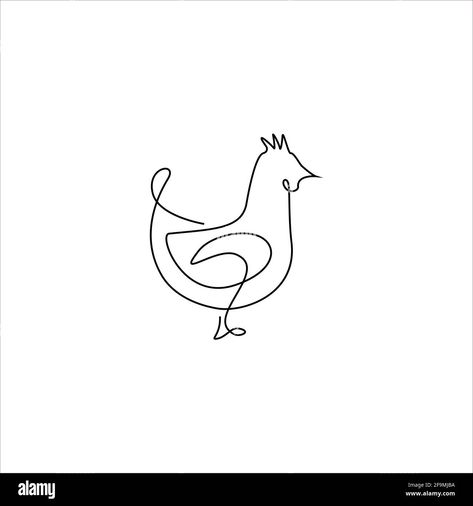 Download this stock vector: Minimalistic One Line hen or chicken Icon. Line drawing hen or rooster tattoo. Free single line drawing of hen or chicken. Vector Illustration. Farm b - 2F9MJBA from Alamy's library of millions of high resolution stock photos, illustrations and vectors. Fine Line Chicken Tattoo, Chicken Line Drawing, Chicken Sketches, Chicken Vector Illustration, Hen Or Rooster, Chicken Icon, Tattoo Free, Chicken Tattoo, Sister Tat