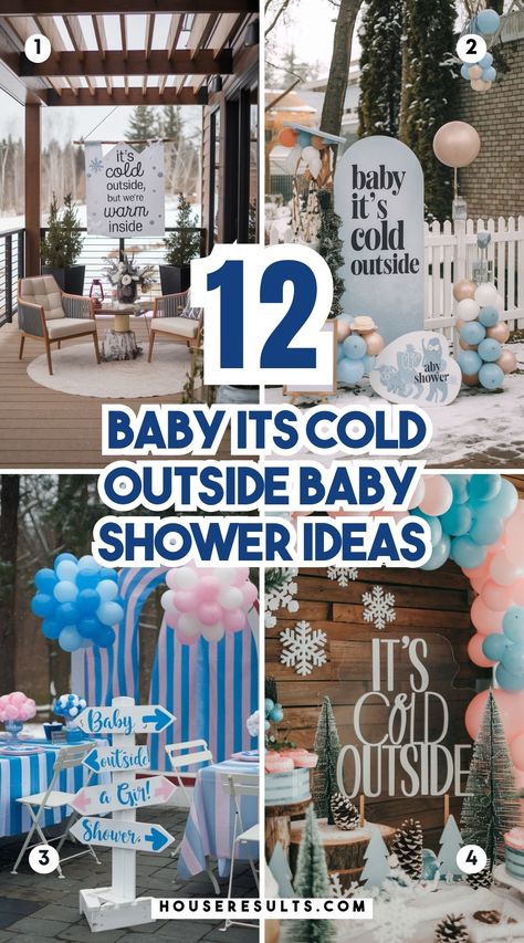 Baby It's Cold Outside Baby Shower Baby It’s Cold Outside Gender Reveal Ideas, Baby Its Cold Outside Baby Shower Boy, Baby Its Cold Outside Baby Shower Theme, Baby It’s Cold Outside Shower Theme, Baby Shower Winter Theme, Outside Baby Shower Ideas, Cozy Activities, Penguin Baby Showers, Baby Shower Images