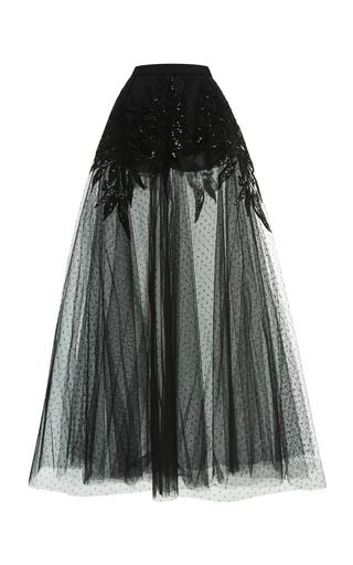 This **Elie Saab** skirt features macramé applique detailing, a voluminous tulle construction, and a full length silhouette. Fairy Tale Fashion, Elie Saab Black, Unique Skirts Design, Full Length Tulle Skirt, Knee Length Tulle Skirt, Womens Tulle Skirt, Applique Skirt, Skirt Tulle, Full Length Skirt