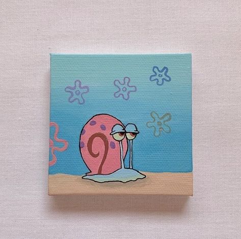 Mini Tela, Art Mini Toile, Spongebob Painting, Hippie Painting, Small Canvas Paintings, Simple Canvas Paintings, Cute Canvas Paintings, Easy Canvas Art, Canvas Drawings