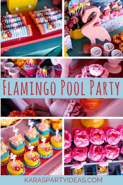 Kara's Party Ideas Flamingo Pool Party | Kara's Party Ideas Flamingo Pool Party Ideas, Flamingo Party Food, Pool Party Ideas For Kids, Flamingo Pool Party, Graduation Brunch, Pool Party Ideas, Theme Snack, Flamingo Pool Parties, Crochet Flamingo