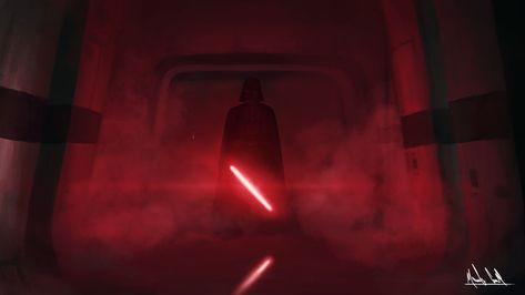 ArtStation - Vader painting, Marcelo Coimbra Darth Vader Hallway, Fantasy Darth Vader, Darth Vader Fire, Darth Vader Scary, Darth Vader Using The Force, Darth Vader Return Of The Jedi, Hallway Wallpaper, Rogue One, Lava Lamp