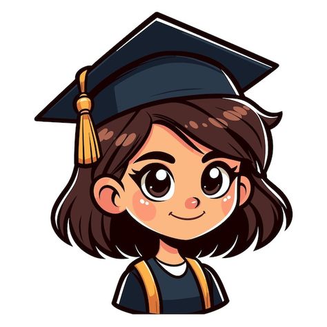 Graduation Girl Drawing, Graduation Cartoon Art, Graduation Hat Drawing, Graduation Illustration, Graduation Drawing, Graduation Cartoon, Teacher Wallpaper, Diy Quilling Crafts, Premium Vector Cartoon