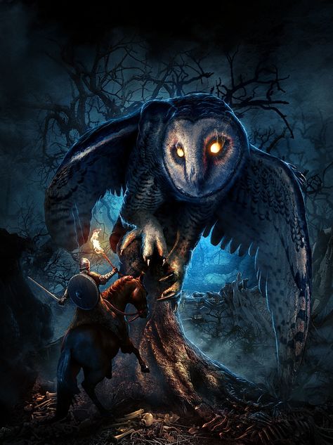 Giant Owl, Ross Tran, Beast Creature, Spirit Animal Art, Animation Inspiration, Cute Fantasy Creatures, Fantasy Pictures, Shape Shifting, Fantasy Monster