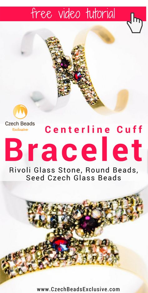 New Video Tutorial: Centerline Cuff Bracelet | SAVE it!| www.CzechBeadsExclusive.com #czechbeadsexcluisve #czechbeads Beading Jewelry, Beaded Bracelet Patterns, Beading Tutorials, Czech Beads, Silver And Gold, Czech Glass Beads, New Video, Bracelet Patterns, Video Tutorial