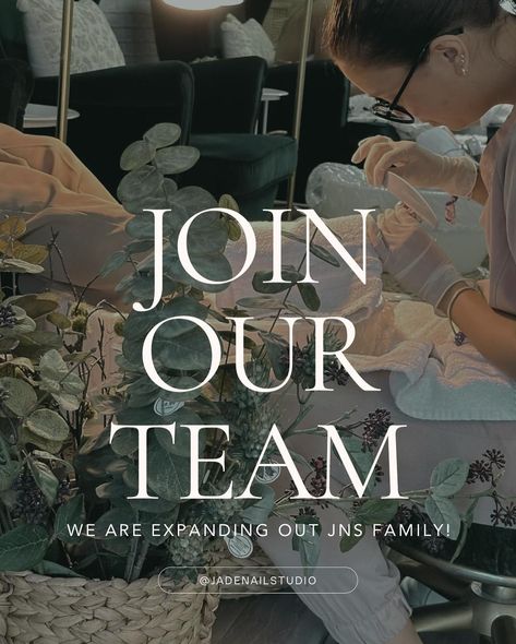 Join our team! We are expanding our JNS Family! and we are looking for talented and experienced nail technicians to be part of our amazing team ✅ If you are passionate about nail care, creativity and customer satisfaction, we want to hear from you! Please contact us at (786)801-1938 (during business hours) Or by email jadenailstudio@gmail.com #miami #doral #southflorida #miamidade #jadenailstudio Jade Nails, Join Our Team, Nail Studio, Nail Technician, Customer Satisfaction, Nail Care, Miami, Jade, Nails