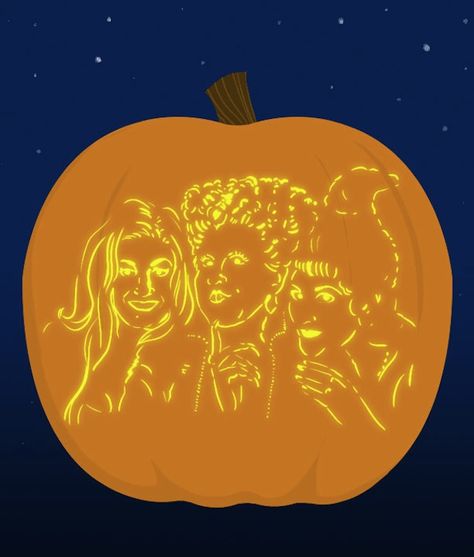 40 Printable Carving Stencils For The Best Lookin Pumpkin In The Patch Hocus Pocus Pumpkin Carving, Hocus Pocus Pumpkin, Pumpkin Carving Games, Department 56 Halloween, Disney Pumpkin Carving, The Sanderson Sisters, Pumkin Carving, Carving Stencils, Amazing Pumpkin Carving