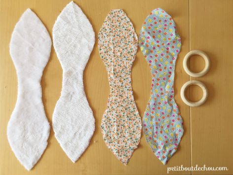 All cuts done Bunny Ear Teether Pattern, Diy Bunny Ears, Teether Pattern, Bunny Ear Teether, Bunny Teether, Diy Bunny, Baby Toys Diy, Diy Bebe, Diy Baby Gifts