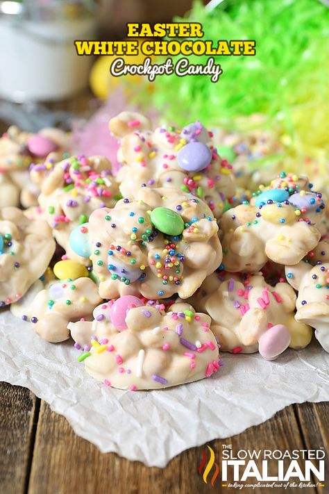 Instapot Easter Recipes, Easter Crockpot Candy, Easter Crockpot, Candy Clusters, Crockpot Candy Recipes, Baking Easter, Dessert Easter, Easter Deserts, Recipes Easter