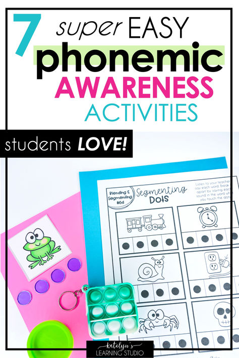 Try these 7 super easy phonemic awareness activities and games to make your students LOVE phonological awareness practice! These fun phonemic awareness activity ideas are engaging, effective, follow the science of reading, and are super simple! Plus the printable worksheets are no prep. Great for reading centers for kindergarten, first grade, or 2nd grade classrooms. Use them as informal assessment tools, guided reading warm ups, or whole group or small group lessons. 1st grade, second grade First Grade Reading Games, Phonemes Activities, Intervention Teacher, Phonemic Awareness Games, Phonemic Awareness Kindergarten, Intervention Activities, Centers For Kindergarten, Camp Read, Phonological Awareness Activities