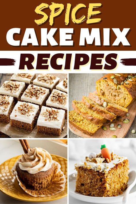 Spice Cake Mix Recipes, Gf Deserts, Moist Spice Cake, Cake Mix Muffins, Gingerbread Cake Recipe, Recipes Using Cake Mix, Apple Spice Cake, Cake Mix Desserts, Spice Cake Recipes