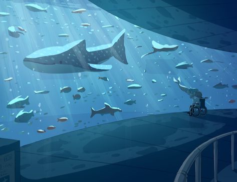 Aquarium Drawing, Aquarium Aesthetic, Fantasy Inspo, Sun Projects, Japanese Artists, Phone Themes, 귀여운 동물, Artwork Design, Sharks