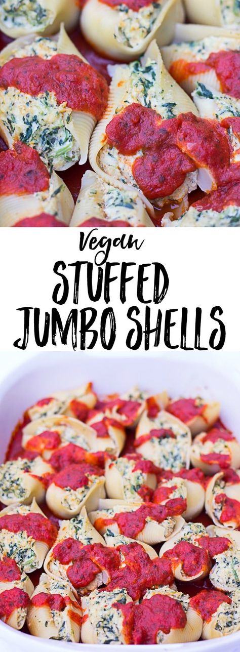 Vegan Stuffed Jumbo Shells with Spinach Stuffed Jumbo Shells, Tofu Cashew, Vegan Stuffed Shells, Jumbo Shells, Nora Cooks, Cashew Ricotta, Vegan Italian Recipes, Vegan Pasta Dish, Stuffed Shells Recipe