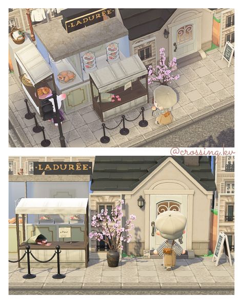 Paris Animal Crossing, Animal Crossing Paris Theme, Acnh London, Acnh Paris, Towncore Acnh, Acnh Journal, Acnh Coastal, Acnh Elegant, Acnh Rooms