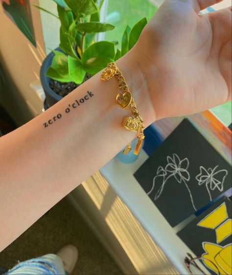 bts tattoo Coldplay Tattoo, Zero O Clock, Hexagon Tattoo, Kpop Tattoos, Army Tattoos, Bts Tattoos, Clock Tattoo, Stylist Tattoos, Word Tattoos