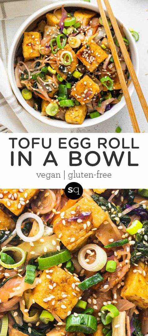 Kale Coleslaw, Egg Roll Bowls, Tofu Dinner Recipes, Crunchy Coleslaw, Egg Roll In A Bowl, Quick Lunch Recipes, Vegetarian Recipes Lunch, Prep Lunch, Vegetarian Meal Prep