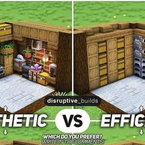 Minecraft Build Gallery🖼️ on Instagram: "💬Aesthetic or Efficient?🪑 Which one do you prefer?😊  ———————————— This awesome build was made by ➡️ @disruptive_builds Check them out!🛸 ———————————— What do you think of this❓ Write it in the comments🖊️ ———————————— ✅Like and follow @disruptive_builds and @minecraftbuildgallery for more wonderful content 💖  #minecraft #minecraftbuildings #minecraftbuilds #minecraftbuildtutorials #minecrafthouse #minecraftmemes #minecrafthacks #minecraftbuildideas #minecrafters #minecraftinspiration #minecraftpc #minecraftpe #minecraftroom #minecraftdecoration #minecrafter" Disruptive Builds, Crafting Station, Minecraft Redstone, Minecraft Inspiration, Minecraft Room, Minecraft Decorations, Minecraft Memes, Minecraft Pe, Minecraft Buildings