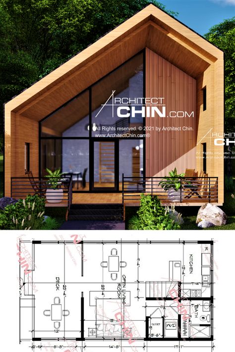 Mini Floor Plans, Modern Tiny House Floor Plans, Loft House Floor Plan, Loft House Outside View, Modern Tiny House Design Floor Plans, Japanese Small House Plan, Tiny House Drawing, Tiny A Frame House, Tiny House Resort Plan