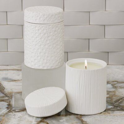 Studio A Home Scent Jar Candle Ceramic Candle Jar, Scented Flameless Candles, Empty Candle Jars, Nordic Style Home, White Candle Holders, Flameless Candle Set, Tropical Scent, Ceramic Texture, White Jar