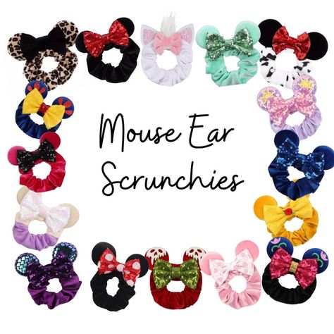 Disney Scrunchies, Disney Bands, Disney Cruise Vacation, Disney 2024, Minnie Mouse Bow, Scrunchie Hair, Mouse Ears Headband, Disney Ears, Disney Theme