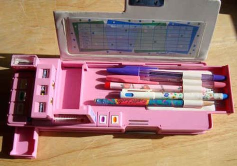 A pop out pencil case. | 47 Things You're Still Kind Of Mad Your Parents Wouldn't Buy You Japanese Pencil Case, Cool Pencil Cases, Spoiled Kids, Hidden Compartments, School Supply, Pencil Box, School Memories, 90s Childhood, Pencil Boxes