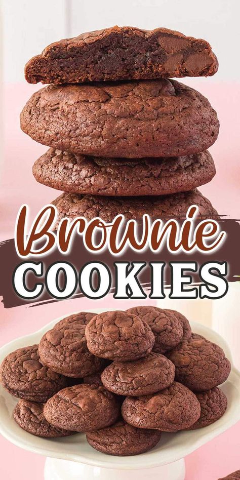 Brownie Cookies Chewy Brownie Cookies, Desserts Brownies, Rocky Road Brownies, Double Chocolate Brownies, Chocolate Brownie Cookies, Cookie Brownie Recipe, Corner Piece, Chewy Brownies, Cookies Chocolate