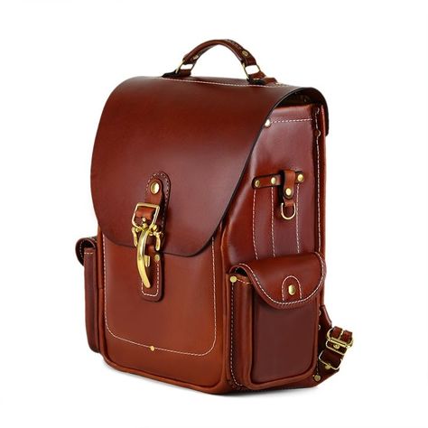 Heirloom Backpack 16 - Tan Brown Leather-lined Backpack, Vintage Leather-lined Backpack, Brown Leather-backed Shoulder Backpack, Brown Leather-backed Bags For Adventure, Brown Leather-backed Adventure Backpack, Laptop Bag For Women, How To Make Purses, Leather Stamps, Cow Skin