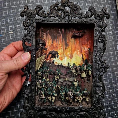 Fantasy Miniatures Dioramas, Warhammer 40k Diorama, Warhammer Room, Framed Diorama, Art Rapid, 40k Diorama, Warhammer Diorama, Warhammer Miniatures, Warhammer Terrain