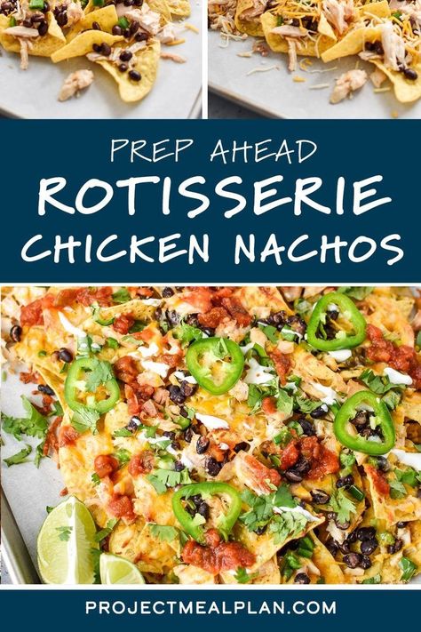 Rotisserie Chicken Nachos, Rotisserie Chicken Uses, Rotisserie Chicken Recipes Leftover, Chicken Nachos Recipe, Recipes Using Rotisserie Chicken, Nachos Recipe Easy, Leftover Rotisserie, Chicken Snacks, Leftover Rotisserie Chicken