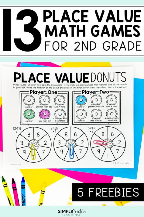 Are you looking for new math games to teach place value? Check out this list of 13 fun and easy place value games. These games are a must have for 2nd grade teachers. Your students will love these engaging and interactive math games. Add them to your guided math rotations to help your students build their place value skills. As a bonus, get 5 FREE place value math games you can download today! Learn more here! Math Games For 2nd Grade, Interactive Math Games, Place Value Math Games, Guided Math Rotations, Teach Place Value, 2nd Grade Math Games, Math Fact Games, Place Value Games, Free Math Games