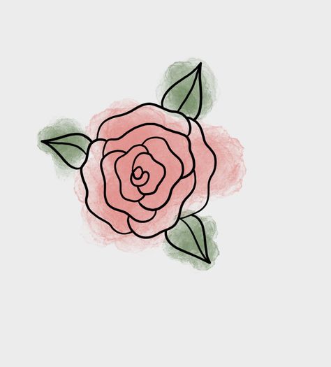 Simple Rose Drawing Outline, Flowers Aesthetic Drawing Easy, Small Rose Drawing, Pink Flowers Drawing, Simple Rose Drawing, Rose Outline Drawing, Rose Doodle, Rose Drawing Simple, Cartoon Rose