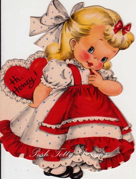 Hi Honey, 동화 삽화, Valentine Images, Old Cards, Vintage Valentine Cards, Valentine Greeting Cards, Valentines Greetings, Retro Valentines, Vintage Valentine