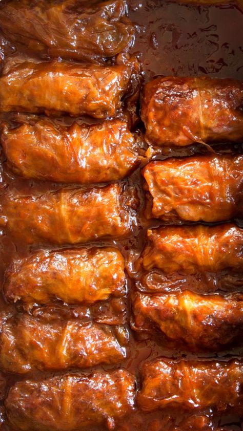 Renee Muller’s Famous Traditional Stuffed Cabbage is Right Here | Between Carpools Best Cabbage Rolls Recipe, Hungarian Stuffed Cabbage, Stuffed Cabbage Rolls, Small Cabbage, Apricot Chicken, Cabbage Rolls Recipe, Stuffed Cabbage, Polish Food, Napa Cabbage