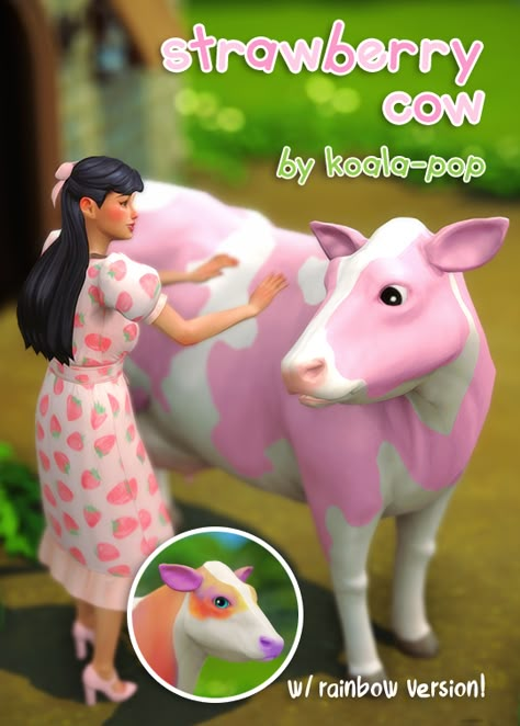 Sims 4 Cottage, Los Sims 4 Mods, Sims Pets, Sims 4 Challenges, Cc Packs, Ts4 Mods, The Sims 4 Pc, Strawberry Cow, The Sims Mods