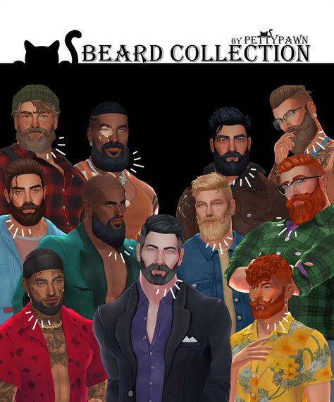 PettyPawn - Beard Collection | Patreon Sims 4 Beard Cc, Sims 4 Beard, Male Sims, Sims 4 Decades Challenge, Sims 4 Male Clothes, Sims 4 Cc Eyes, Sims 4 Kitchen, Sims Hair, Sims4 Cc