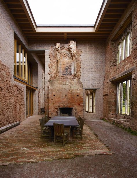 witherford watson mann architects / intervention astley castle Ruins Architecture, Castle England, Renovation Architecture, Castles In England, Living Museum, Brick Walls, Adaptive Reuse, Empty Room, Architecture Old