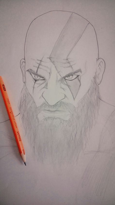 Kratos Sketch Pencil, Kratos Drawing Easy, Mobile Legends Sketch, Vishnu Drawing Easy, Drawing Superheroes Sketches, Lord Vishnu Drawing, Hanuman Ji Drawing Sketch, Kratos Sketch, Drip Effect Drawing