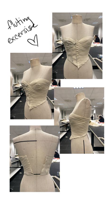 Draping techniques for adding fluting over a corset . This exercise is made with bias strips that are folded in half and draped over a corset to give the desired effect. Draping Techniques, Strip Design, Draping Fashion, Fashion Design Sketches, Something Beautiful, Couture, Fashion Design, Design