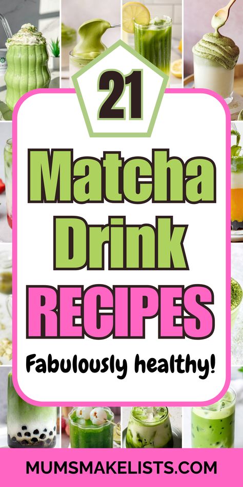 These non-alcoholic healthy green matcha tea drink recipes are the most yummy recipes you will find. There is a selection of the tastiest drinks made with green matcha powder from iced lattes and frappuccinos to smoothies and lemonades, drink them at breakfast, to wind down in the evening, with friends, at spa days, baby showers, birthday celebrations, matcha is THE healthy ingredient that makes the most aesthetic drinks that taste delicous and look wonderful How To Make Matcha Green Tea, Macha Latte Recipe, Matcha Drink Aesthetic, Macha Tea, Matcha Drink Recipes, Matcha Green Tea Recipes, Iced Lattes, How To Make Matcha, Aesthetic Drinks