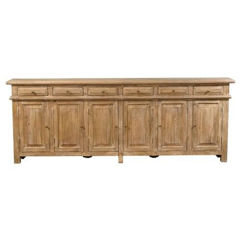 Keelan 6-Door Sideboard, Sand French Country Kitchen Designs, Sideboards Living Room, Storage Decor, Country Dining Rooms, French Country Dining, Luxury Furniture Living Room, Outdoor Furniture Decor, Dark Wood Floors, Large Sideboard