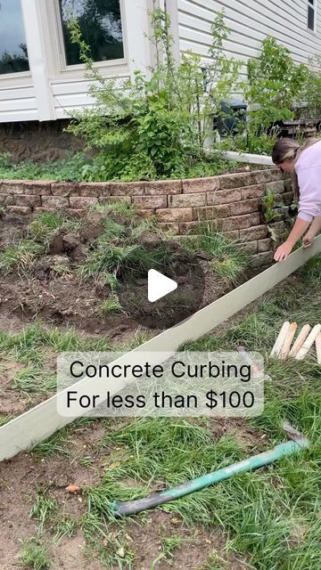 Crystel DIY & Design on Instagram: "Comment BLOG for a full step-by-step tutorial! This DIY curbing has completely elevated our landscaping! If you’ve been following along, you know that we have been slowly but surely updating & beautifying each part of our yard. I love the look of concrete curbing, but is can be super expensive!  I decided to give it a go myself, and I am so glad I did! For just over $100, I have a beautiful, professional looking curb that is now all ready for plants and flowers!   This is only the beginning, so stay tuned as I share more of the outdoor projects we’ve been working on!  #concrete #curbing #diy #garden #makeover #yard #landscape #doityourself #outdoor #outdoorliving #curbappeal" Diy Concrete Border Edging, Diy Curbing Landscaping, Hardscape Side Yard, Diy Concrete Curbing, Concrete Diy Projects Outdoors, Trendy Garden Ideas, Concrete Curbing Landscaping Edging, Diy Concrete Curb Edging, Landscape Curbing Ideas