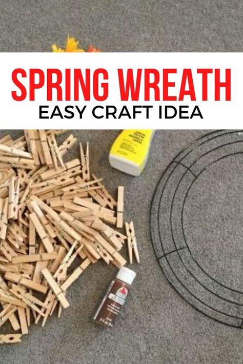 Do you love making wreaths year round? check out this quick and easy clothes pins craft project. #diy #wreath #dollartree Dollar Store Wreath, Making Wreaths, Clothes Pin Wreath, Rit Dye, Cork Diy, Sunflower Wreath, Clothes Pin Crafts, Diy Spring, Sunflower Wreaths