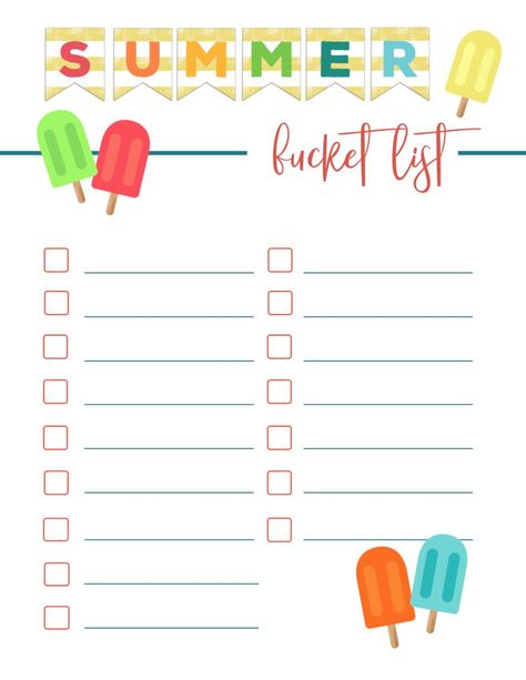 Free Printable Summer Bucket List Ideas Template. Family bucket list template for kids, adults, toddlers, or teens, college, or couples. #papertraildesign #bucketlist #summerbucketlist #summer Summer Bucket List Template, Printable Summer Bucket List, Summer Bucket List Activity, Bucket List Template, Family Bucket List, Printable Bucket List, Summer Bucket List Ideas, Summer Checklist, Summer To Do List