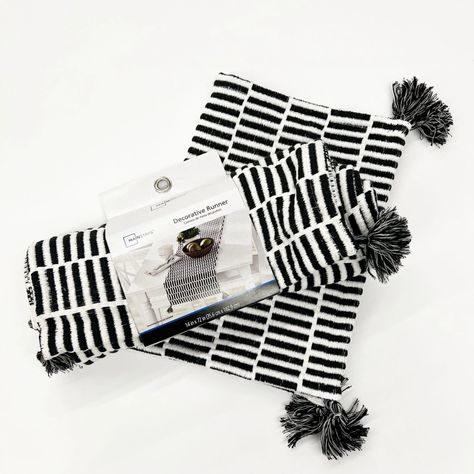 Mainstays Woven Black and White Table Runner and Placemat - Walmart Finds Black And White Placemats, Black And White Table Runner, Black And White Table, Plate Mats, White Table Runner, White Placemats, Apartment Deco, Walmart Finds, White Table